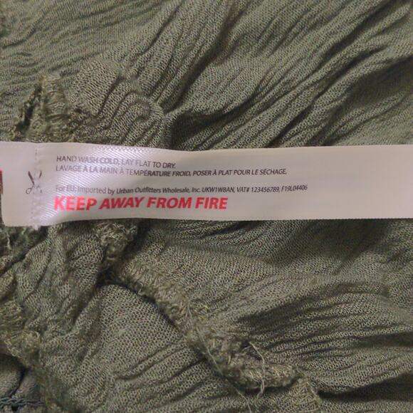 Free People Adella Cami Crochet Lace Flowy Tiered Crisscross Olive Sparrow M New - Picture 8 of 11